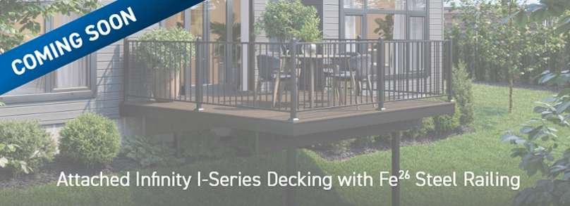 Attached Infinity I-Series Decking with Fe26 Steel Railing
