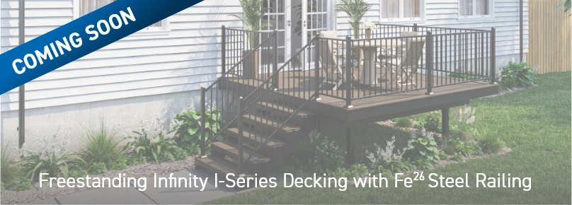 Freestanding Infinity I-Series Decking with Fe26 Steel Railing