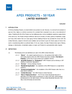 Apex® Decking Warranty - Purchases After 11/21