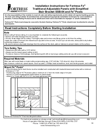 Instructions d'installation de ferrure simplifiée pour escalier à rampe Fe26