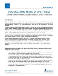 Evolution Steel Pergola Kit Warranty