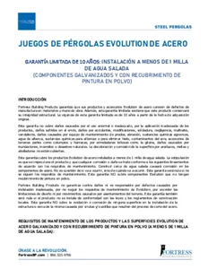 Evolution Pergola Kits Salt Water Proximity Warranty (Spanish)