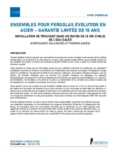 Evolution Pergola Kits Salt Water Proximity Warranty (French) 
