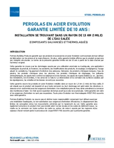 Garantie sur les pergolas en acier Evolution pour les lieux à proximité d'eau salée (français)