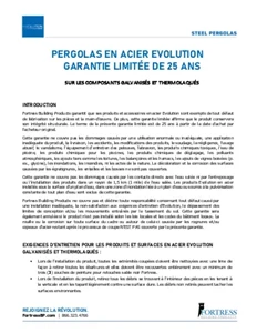 Garantie sur les pergolas en acier Evolution (français)