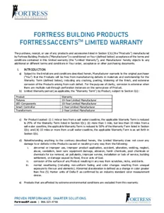 FortressAccents Product Warranty