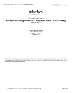 Rapport d'essai sur la structure en acier Evolution CCRR-0313