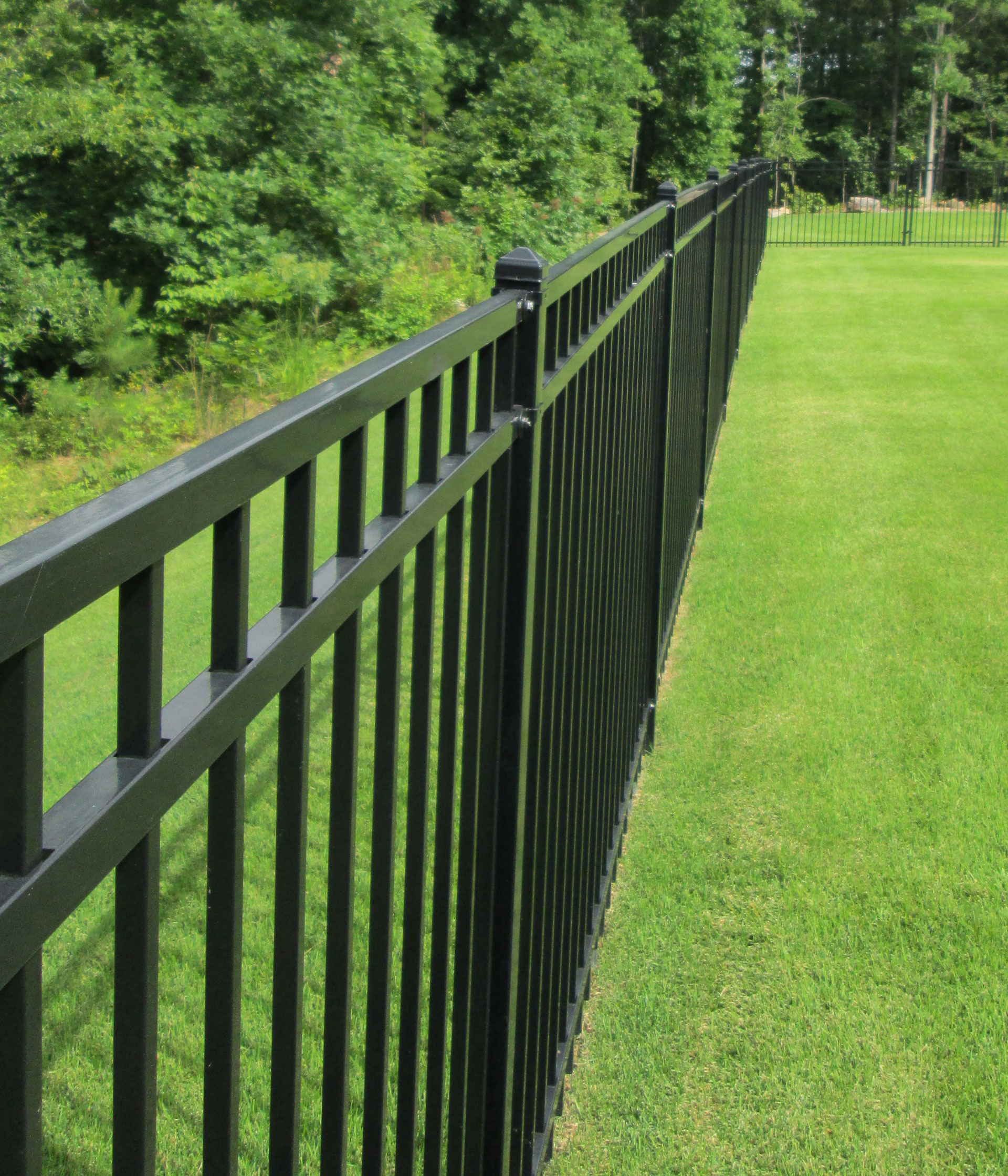 Metal fence on lawn