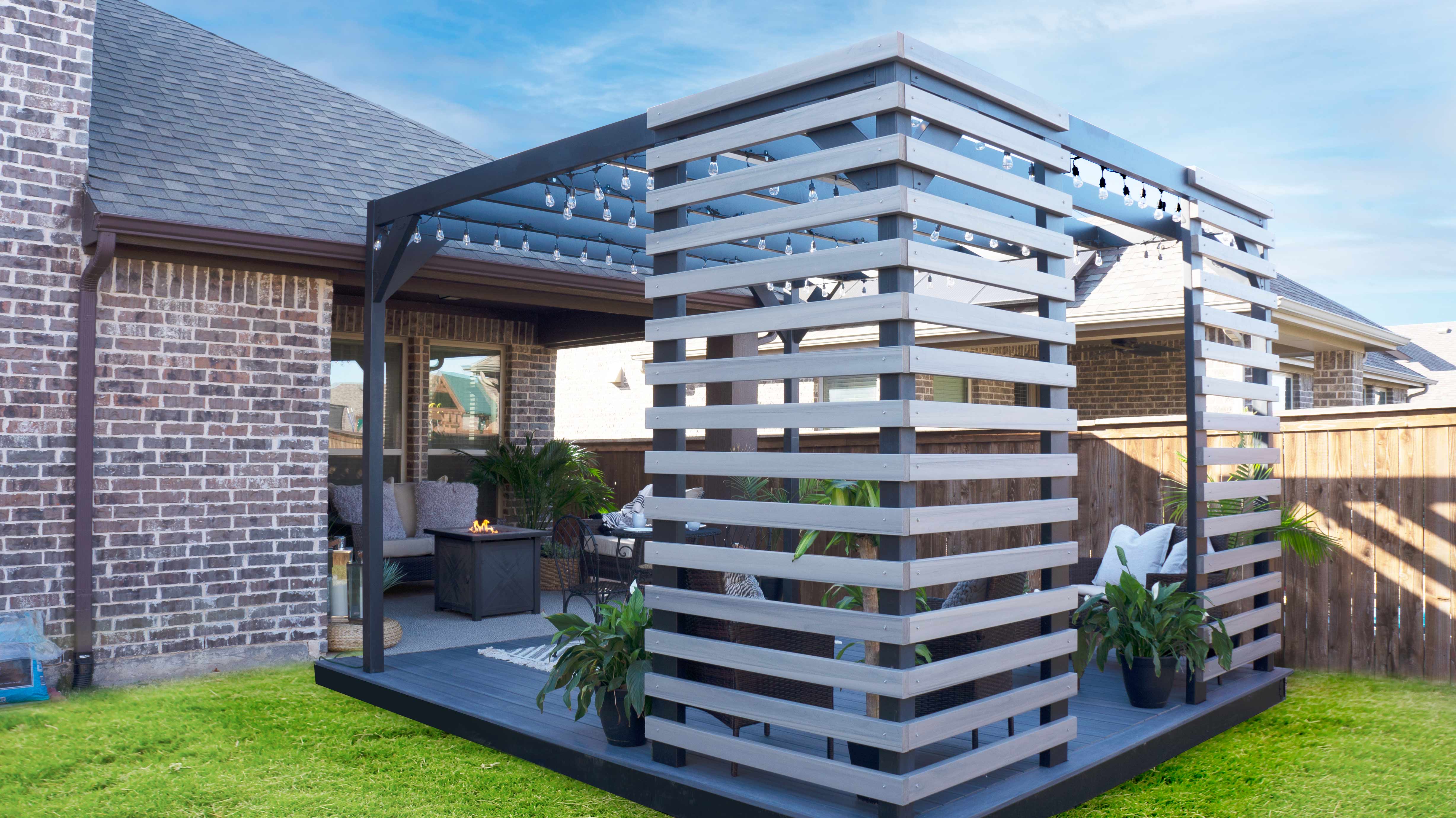 Modern pergolas in outdoor living space