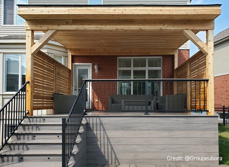 black steel railing on front porch