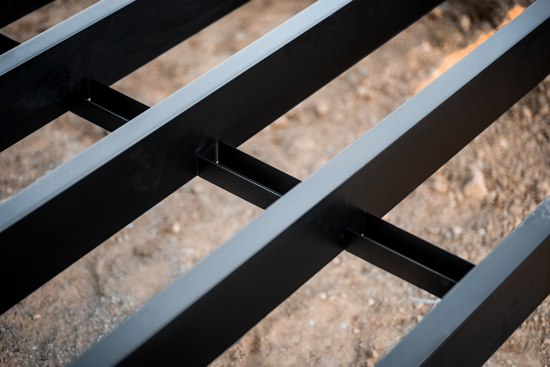 Close-up image of steel deck framing