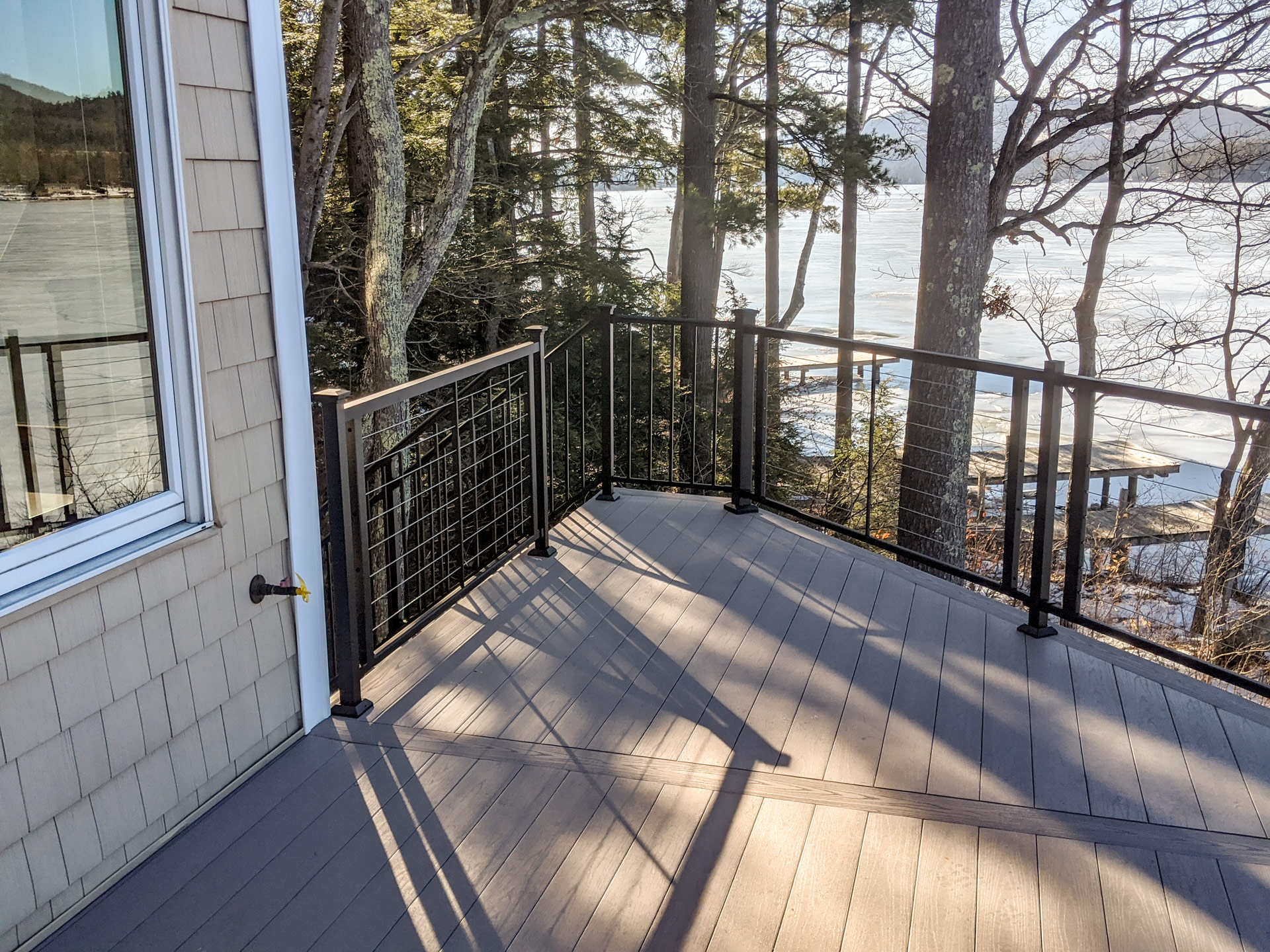 steel cable railing on composite decking